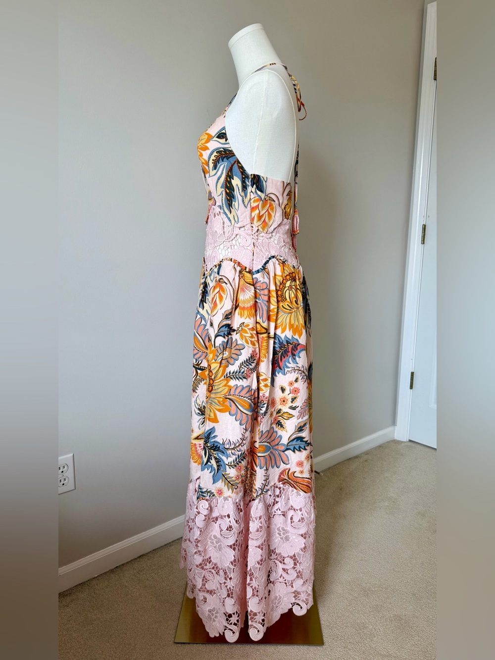 FARM Rio Ligia Floral Light Pink Lace Maxi Dress NWT - Size S/M/L - Picture 9 of 14